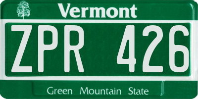 VT license plate ZPR426