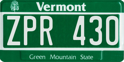 VT license plate ZPR430