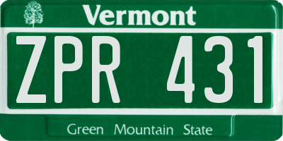 VT license plate ZPR431