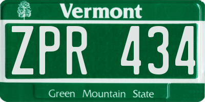 VT license plate ZPR434
