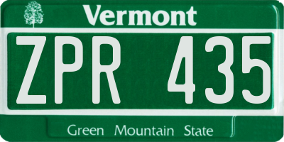VT license plate ZPR435