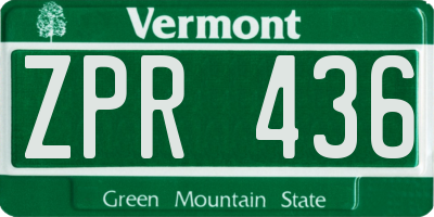 VT license plate ZPR436
