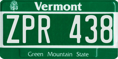 VT license plate ZPR438