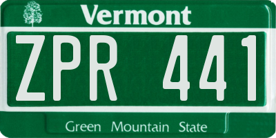 VT license plate ZPR441