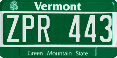 VT license plate ZPR443