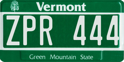 VT license plate ZPR444