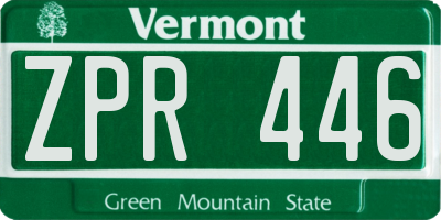 VT license plate ZPR446