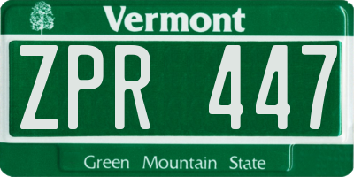 VT license plate ZPR447