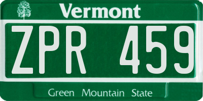 VT license plate ZPR459