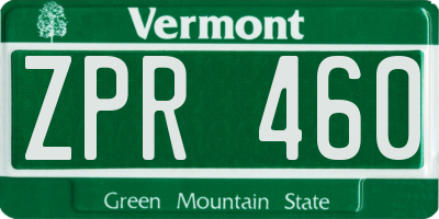 VT license plate ZPR460