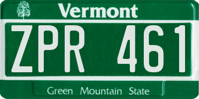 VT license plate ZPR461
