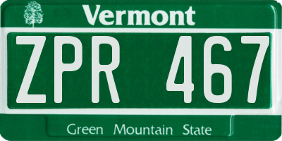 VT license plate ZPR467