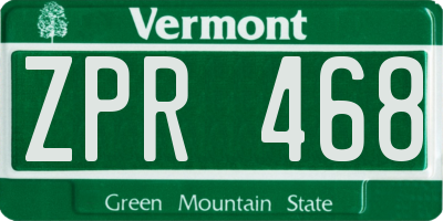 VT license plate ZPR468