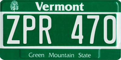 VT license plate ZPR470