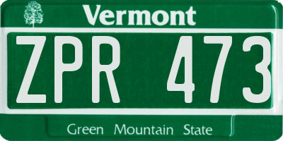 VT license plate ZPR473