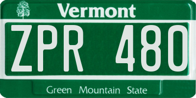 VT license plate ZPR480