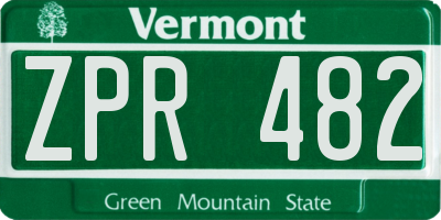 VT license plate ZPR482