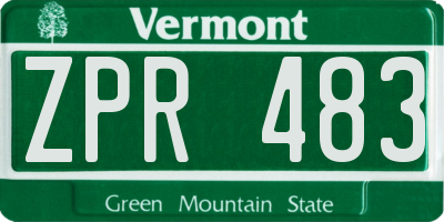 VT license plate ZPR483