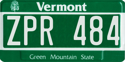 VT license plate ZPR484