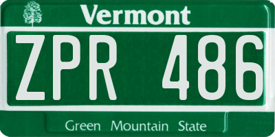 VT license plate ZPR486