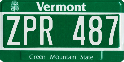 VT license plate ZPR487