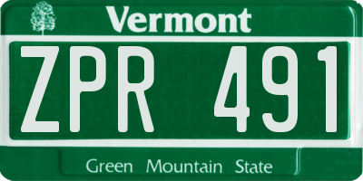 VT license plate ZPR491