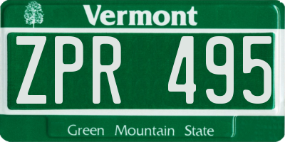 VT license plate ZPR495