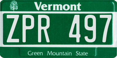 VT license plate ZPR497