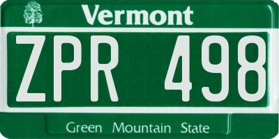 VT license plate ZPR498