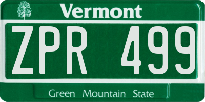 VT license plate ZPR499