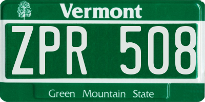 VT license plate ZPR508