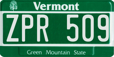 VT license plate ZPR509