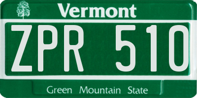 VT license plate ZPR510