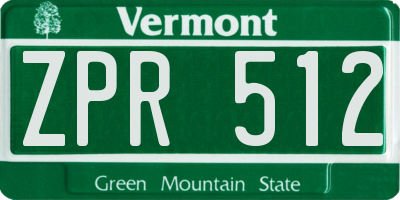VT license plate ZPR512