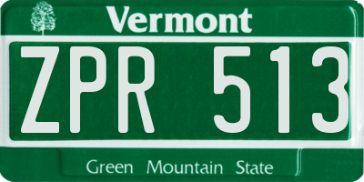 VT license plate ZPR513