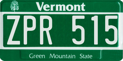 VT license plate ZPR515