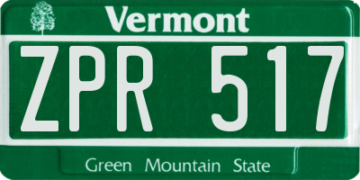 VT license plate ZPR517
