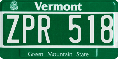 VT license plate ZPR518
