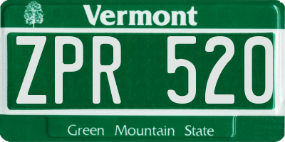 VT license plate ZPR520