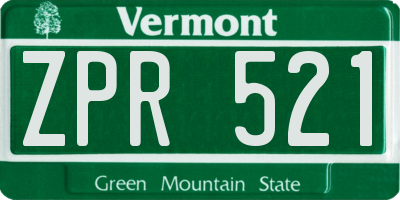 VT license plate ZPR521
