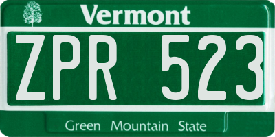 VT license plate ZPR523