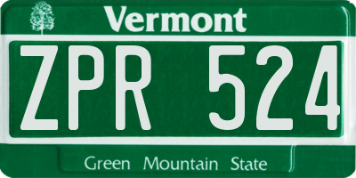 VT license plate ZPR524
