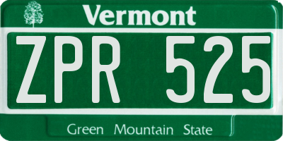 VT license plate ZPR525