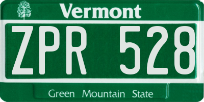 VT license plate ZPR528