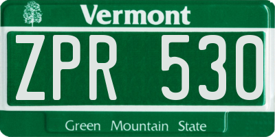 VT license plate ZPR530