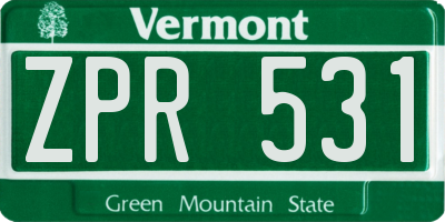 VT license plate ZPR531