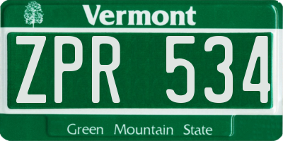 VT license plate ZPR534