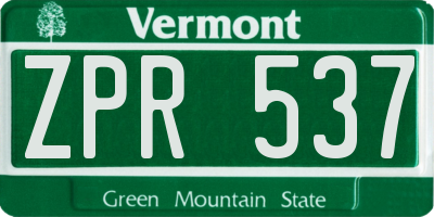 VT license plate ZPR537