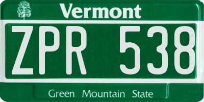 VT license plate ZPR538
