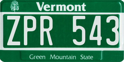 VT license plate ZPR543